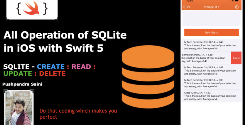 What are the operation of SQLite database in iOS with swift 5.